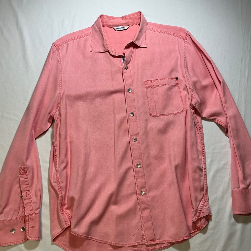 Tommy Bahama Mens‎ Pink Long Sleeve Button Up Casual Shirt Medium